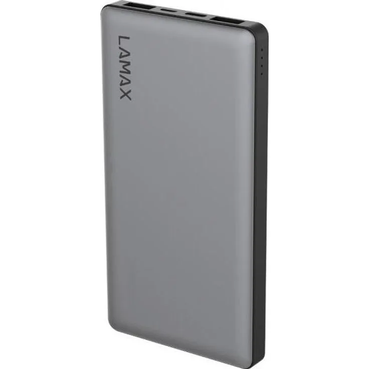 Lamax LM10000QC Powerbank, 10000 mAh LiPo, Quick Charge 3.0, Silber, leicht und tragbar