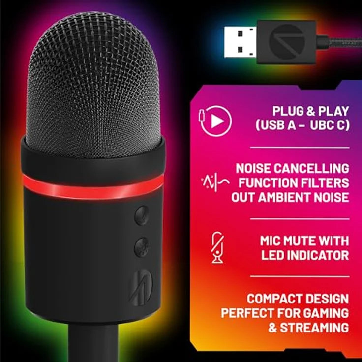 Stealth Streaming-Mikrofon Streaming Mikrofon mit LED Beleuchtung in schwarz – Bild 6