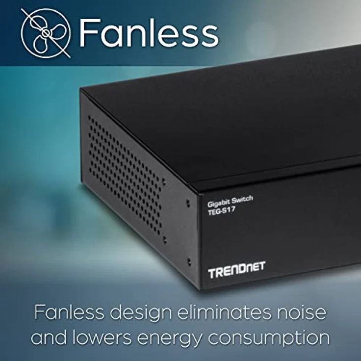 TRENDnet TEG-S17 16-Port Gigabit Switch, 16 x Gigabit RJ-45 Ports, 32Gbps Schaltleistung, lüfterloses Design, Metallgehäuse, internes Netzteil – Bild 4