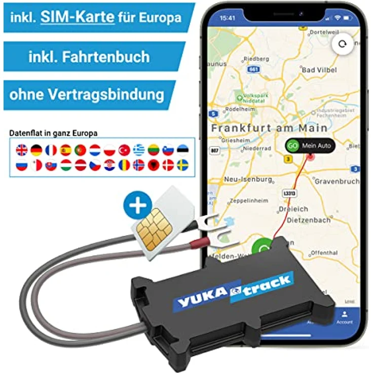 YUKAtrack EasyWire GPS Fahrtentracker, inklusive SIM-Karte und Datenflat, wasserbeständig, mit Geo Fencing und Fahrtenbuch – Bild 2
