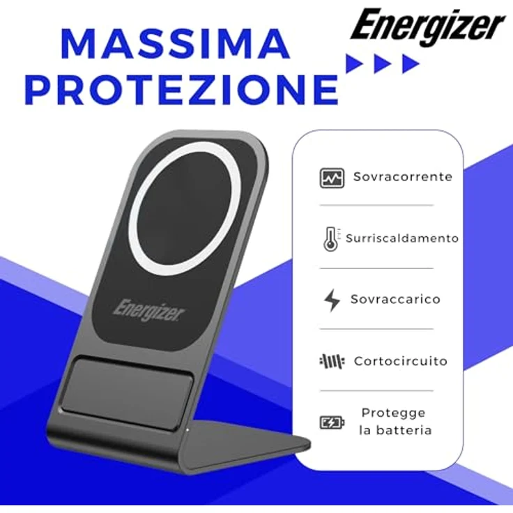 Energizer WCP109, Magnetisches Qi Ladegerät 15W aus Aluminium, Kabellose Schnellladestation mit USB-C Standfunktion, vertikal & horizontal nutzbar, Tray für nicht-magnetische Handys – Bild 5