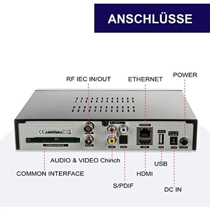 WWIO BrE2ze T2-C Hybrid Digital Receiver HD-TV, DVB-T2, DVB-C, Enigma2, PVR-Ready, LAN, HDMI-Kabel – Bild 4