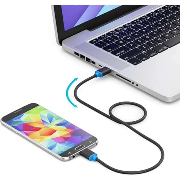 deleyCON Micro USB 3.0 Kabel, 0,30m, Datenübertragung bis 5 Gbit/s, USB A-Stecker zu Micro B-Stecker, Schwarz – Bild 3