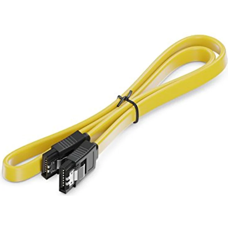 deleyCON [0,3m] S-ATA 3 Kabel - flexibles PREMIUM SATA 3 HDD / SSD Datenkabel mit Clip - 2x Stecker gerade - bis 6 GBit/s - Länge: 30cm / Farbe: Gelb – Bild 5