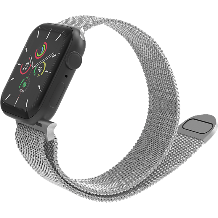 ISY ISB-1009, Ersatzarmband für Apple Watch, Metall Mesh, silber, 38/40/41 mm, magnetischer Verschluss, atmungsaktiv