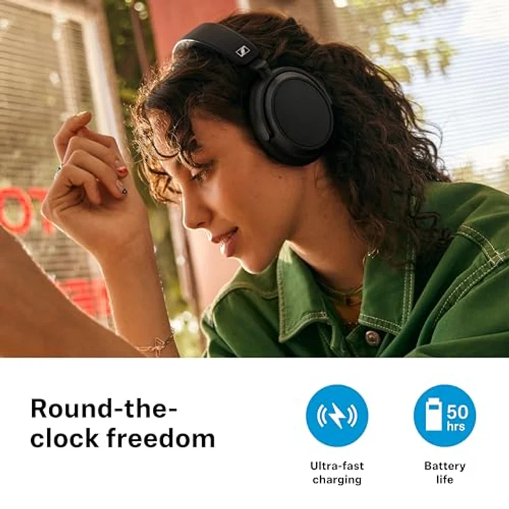 Sennheiser ACCENTUM Plus Wireless Bluetooth Kopfhörer – optimale Klangqualität mit Schnellladefunktion, 50 Stunden Akkulaufzeit und Adaptive Hybrid ANC – Weiß – Bild 3