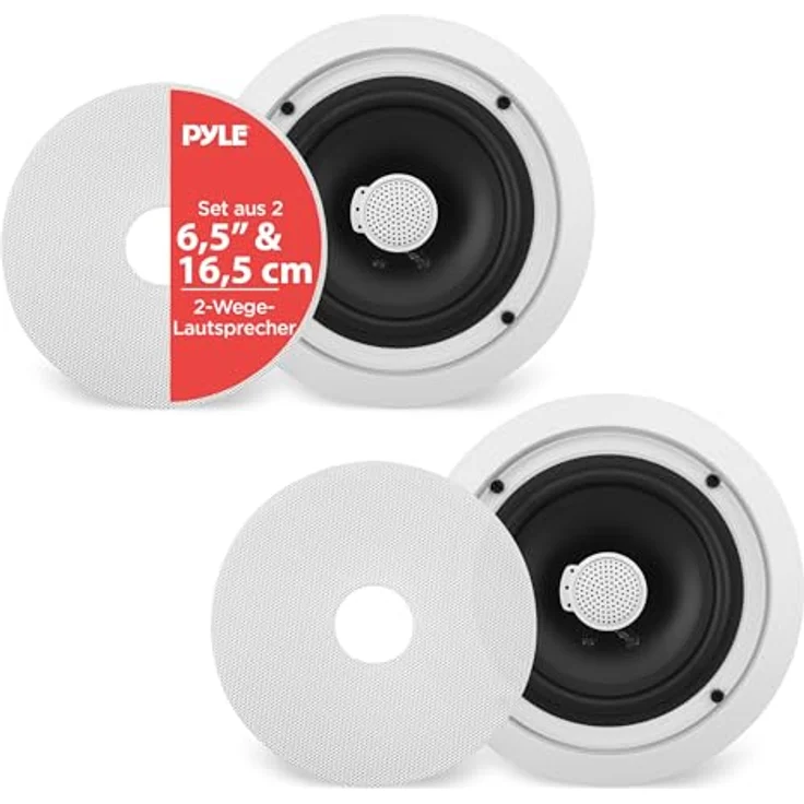 Pyle PDIC60 - Lautsprecher (2.0 Kanäle, Verkabelt, Terminal, 125 W, 65-22000 Hz, Weiß) – Bild 2