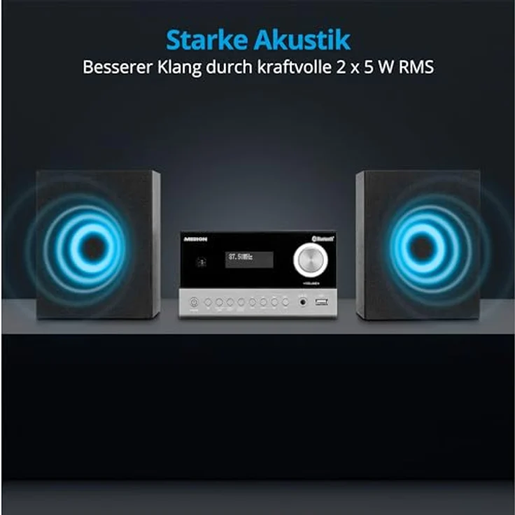 MEDION E64088 Micro Audio System Kompaktanlage (DAB+, CD-Player, Bluetooth, USB Anschluss, LCD-Display) in Schwarz – Bild 4