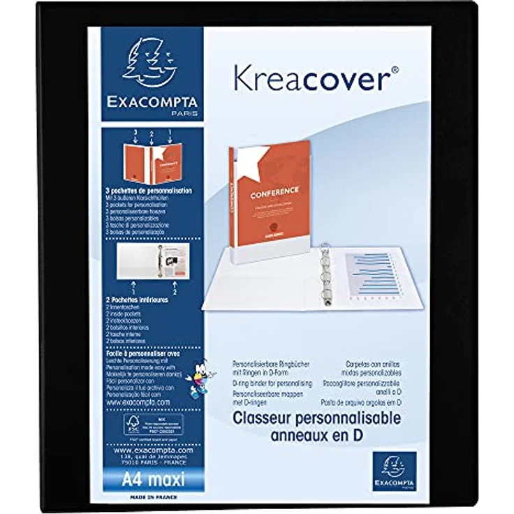 EXACOMPTA Präsentationsordner Kreacover, PVC Ringbuch mit 3 Außen- und 2 Innentaschen, transparent – Bild 2