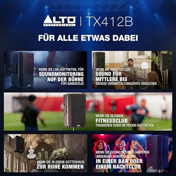 Sonstige Studios Alto TX412B, Aktiver PA Lautsprecher mit 600 Watt, bis zu 10 Stunden Akkulaufzeit, Schwarz – Bild 8