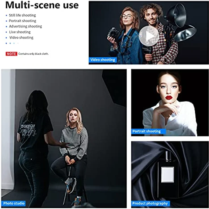 Neewer 6 x 9FT / 1,8 x 2,8 M Fotostudio 100% reines Muslin Faltbare Hintergrund-Hintergrund für Fotografie, Video und Fernsehen (Schwarz) - Preisvergleich – Bild 6