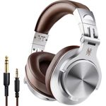 OneOdio Fusion A70 DJ Over Ear Headset Bluetooth® Stereo Silber, Brau Kopfhörer mit 72 Stunden Wiedergabezeit und High-Power 50 mm Neodym Treiber