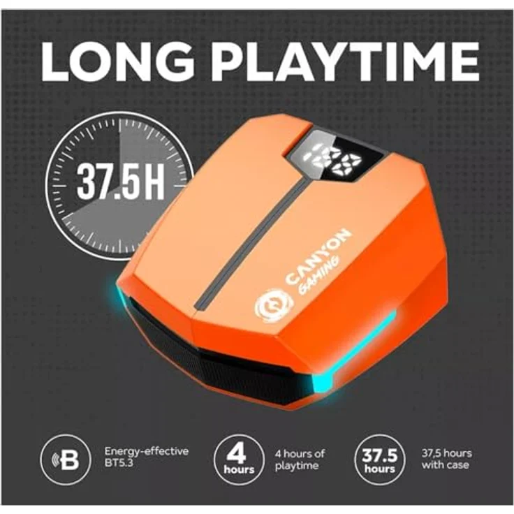 CANYON GTWS-2 In-Ear Kopfhörer, Bluetooth 5.3 mit Berührungssteuerung und Gaming-Modi, Gaming Yellow – Bild 6