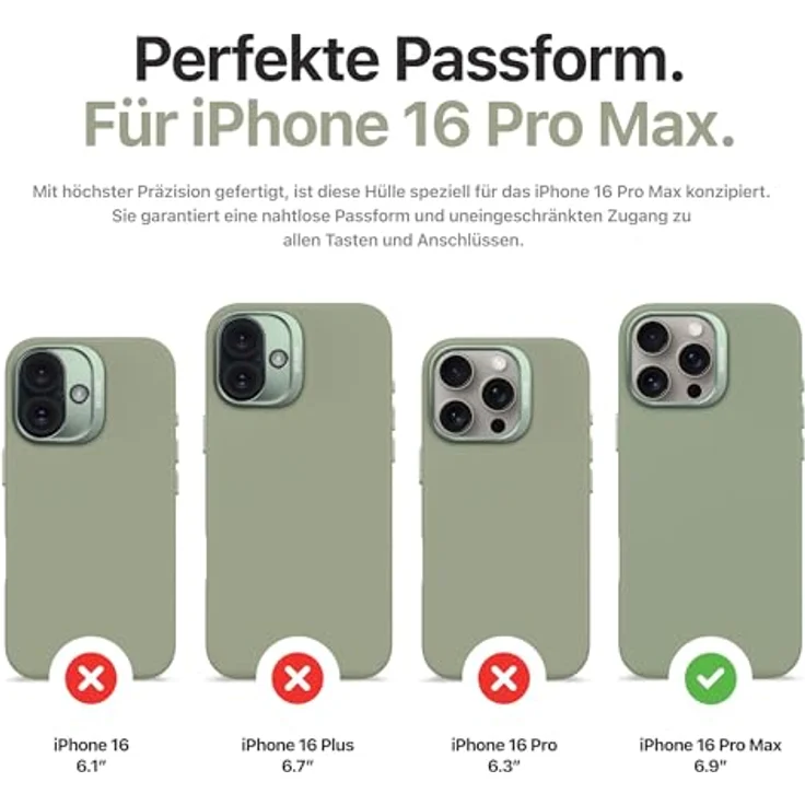 Decoded Silikon Hülle für iPhone 16 Pro Max, Antimikrobielles Material, MagSafe-kompatibel, Premium Soft-Touch, Metall Kameraschutz, Jade Grün – Bild 3