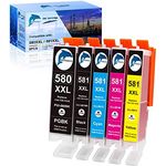 GoToners XXL Patronen Kompatibel für Canon 580 581 Druckerpatronen PGI-580 CLI-581 für Canon Pixma TR8550 TS705 TS6350 TS6350a TS705a TS6351 TS6250 TS6150 TS9550 TS6151 TS6251 TR8500 TR7550 (5er-Pack)