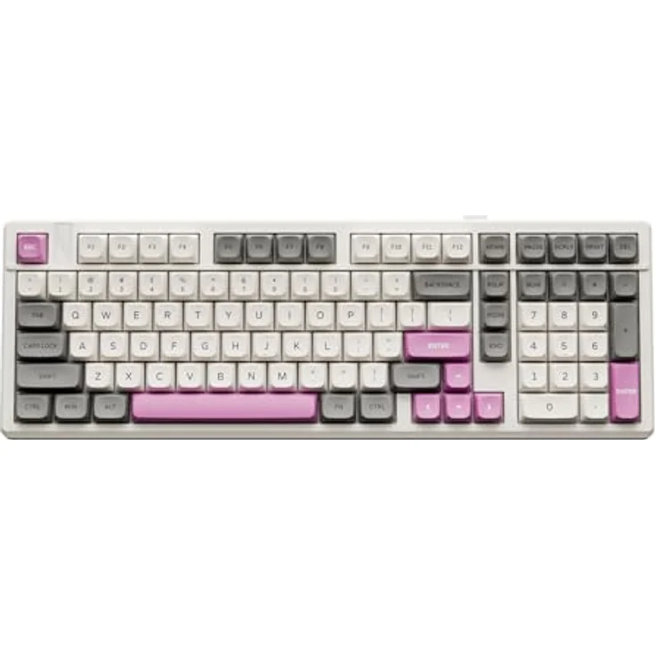 GK GAMAKAY TK101 98% Mechanische Gaming Tastatur mit Nummernpad Hot-Swap-fähig Bluetooth/2.4GHz/Wired RGB PBT Tastenkappen 101 Keys Gasket Gaming Tastatur (Weiß&Grau, Pluto Switch) – Bild 1