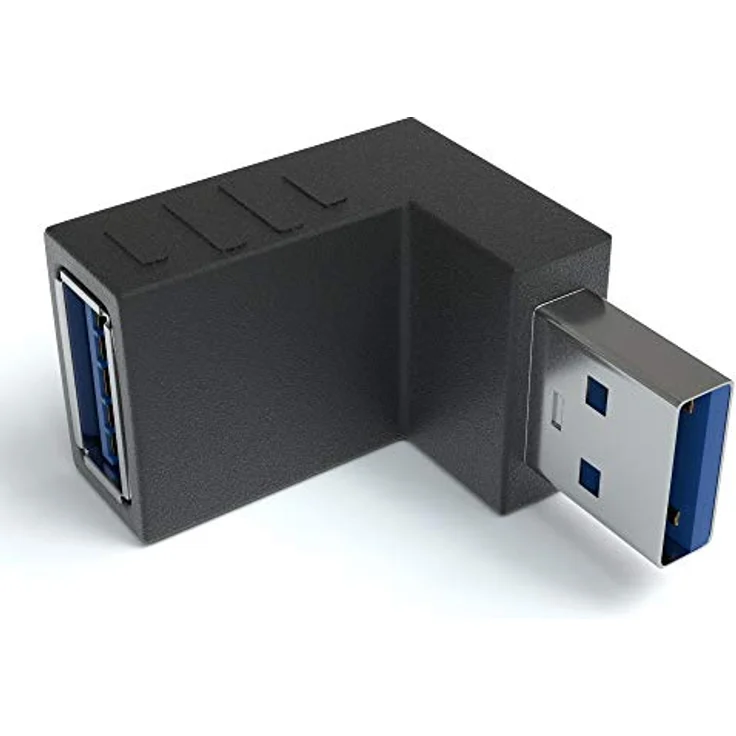 JAMEGA - USB 3.0 Winkel Adapter 90° Grad Winkeladapter | USB A Stecker zu USB A Buchse USB Winkelstecker Kupplung - Kompatibel mit Allen USB Kabeln – Bild 1