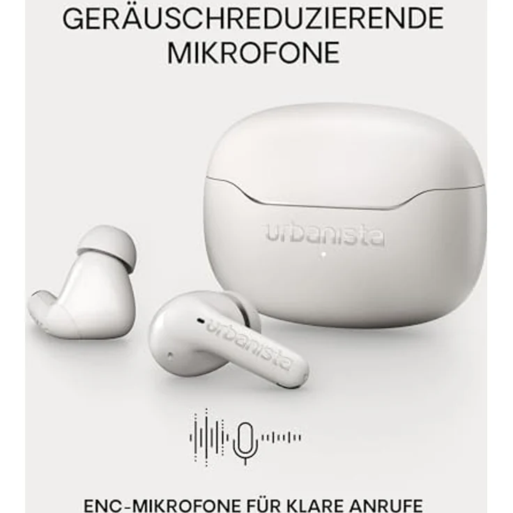 Urbanista Palermo, True Wireless Stereo Kopfhörer mit aktiver Geräuschunterdrückung, bis zu 32 Stunden Akkulaufzeit, spritzwassergeschützt, Weiß – Bild 4