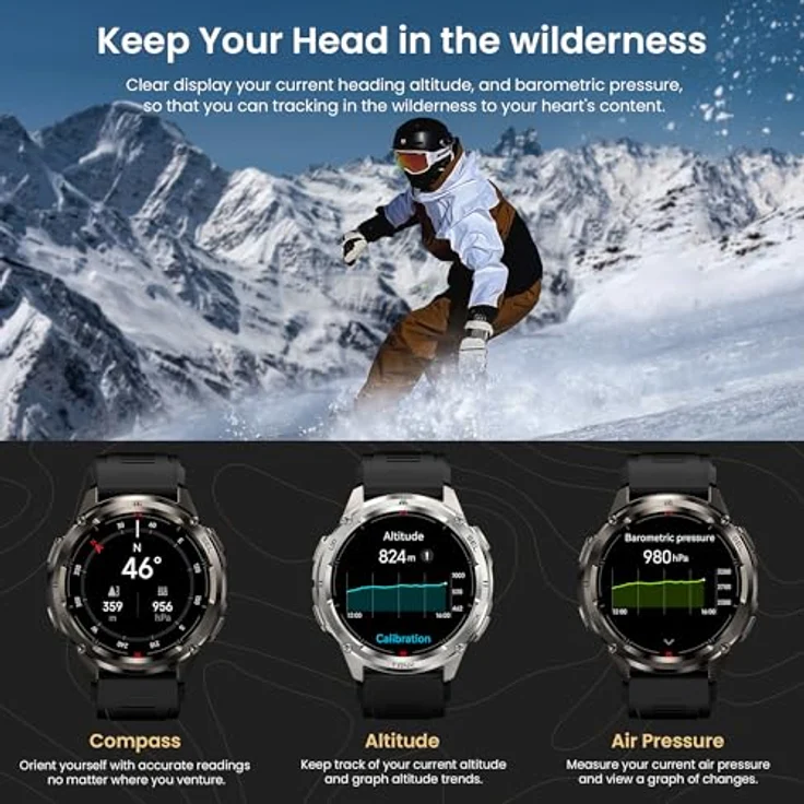 Kospet Smartwatch Tank T3 Ultra 2, robuste Smartwatch mit AMOLED-Display, 170+ Sportmodi, MIL-STD-810H zertifiziert, schwarz – Bild 5