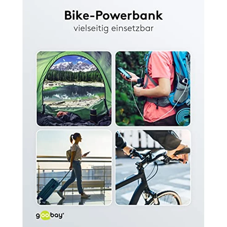 Goobay 60656 Bike Powerbank 5.0 5000 mAh inkl. verstärkter Halterung für Fahrradlenker/Powerbank für Ebike/Externer Akku/Ladegerät mit Quickcharge & Power Delivery/Charger für Samsung/Apple Klein – Bild 5