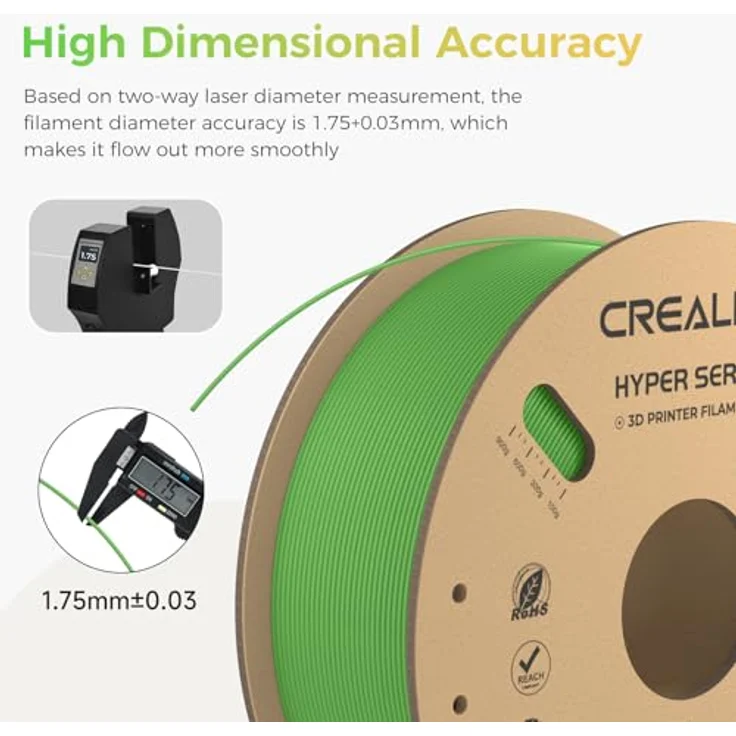Creality Hyper PLA 3D Filament, 1.75 mm, 1000 g, hohe Zugfestigkeit und Zähigkeit, Grün – Bild 5