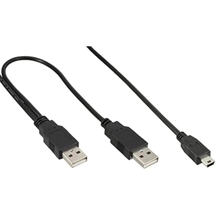 InLine USB Anschlusskabel 2xA/S - B mini 5pol/S 1,0m (33107X) – Bild 2