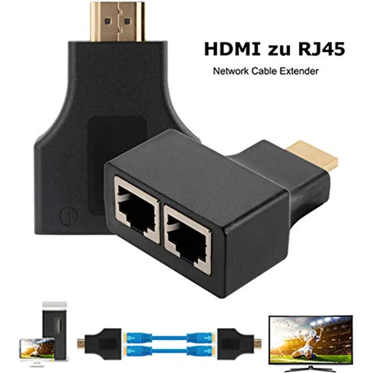 Aukson C26C HDMI zu RJ45 Extender Adapter, 30m Netzwerk LAN Ethernet Verlängerung, Unterstützt 1080p bei 60Hz, kompatibel mit Cat5e/Cat6 Kabel, Ideal für Heimkino und Präsentationen – Bild 3