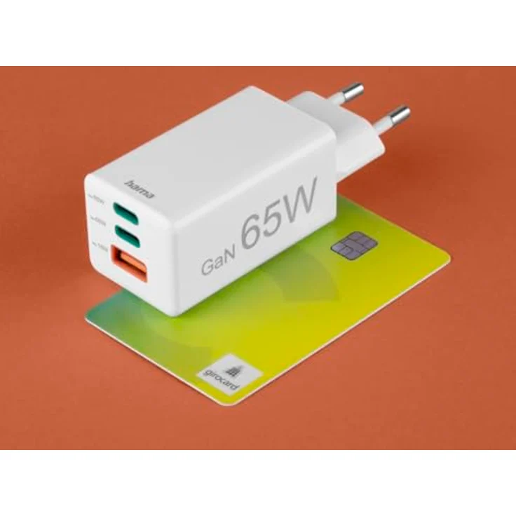 Hama Schnellladegerät, GaN, 2X USB-C PD, 1x USB-A QC, Mini-Ladegerät, 65W, Weiß – Bild 3