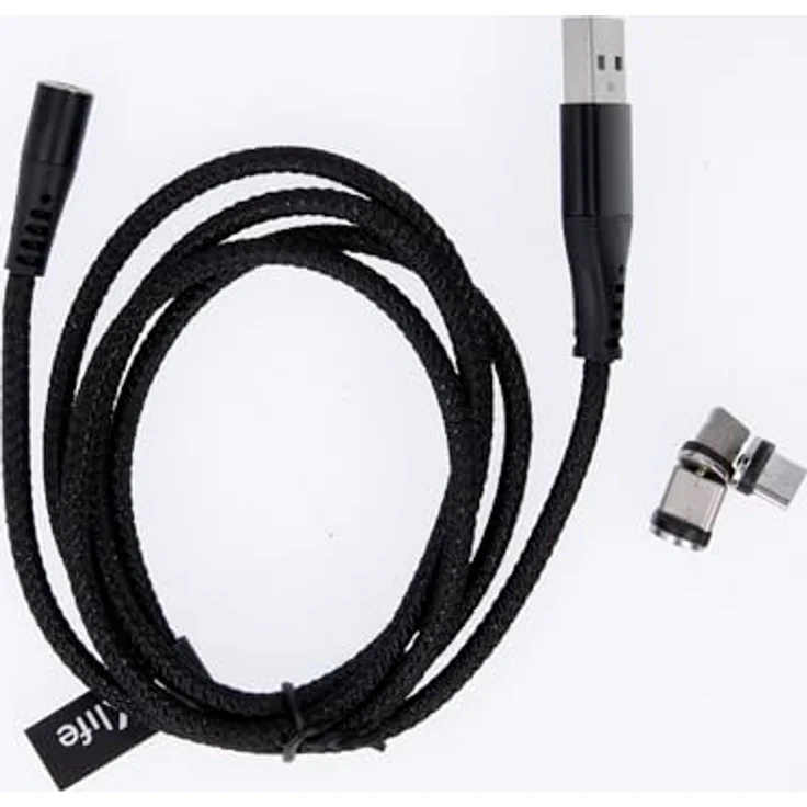 Maxlife MXUC-03 magnetisches Kabel, 3in1 USB mit Lightning, USB-C und microUSB, 1,0 m, 3A, schwarz, Nylon – Bild 4