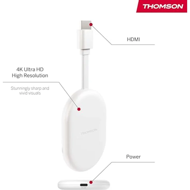 THOMSON 150 GO CAST, 4K UHD Streaming-Dongle mit Dolby Atmos, Sprachsteuerung, Googlecast, 2 GB SDRAM, 8 GB Flash Speicher – Bild 3