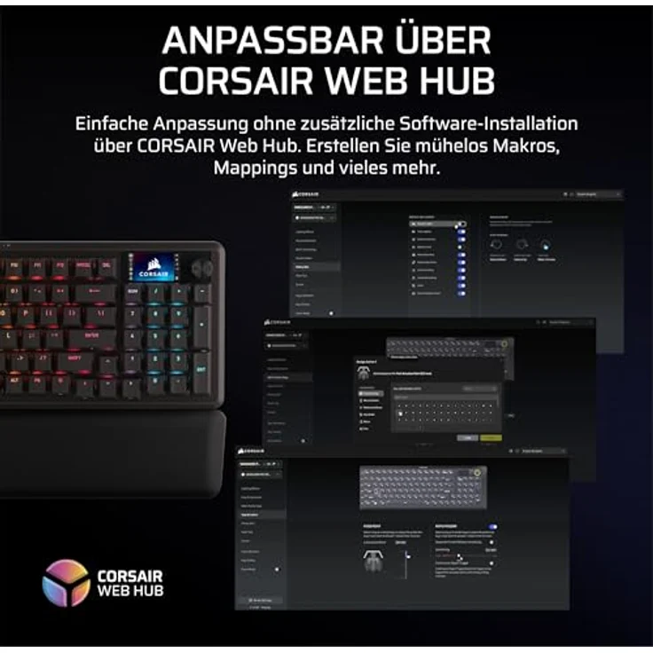 Corsair Vanguard PRO 96 Gaming-Tastatur, MGX Hall-Schalter, 8.000 Hz, Rapid Trigger, LCD, RGB, 96 % Layout – Bild 12