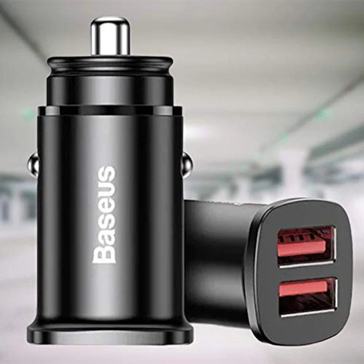 Baseus Square Metal Quick Car Charger, Schwarz, 30 W, USB Type A & USB Type A, Anzahl der USB Ports: 2, Quick Charge 3.0 – Bild 5