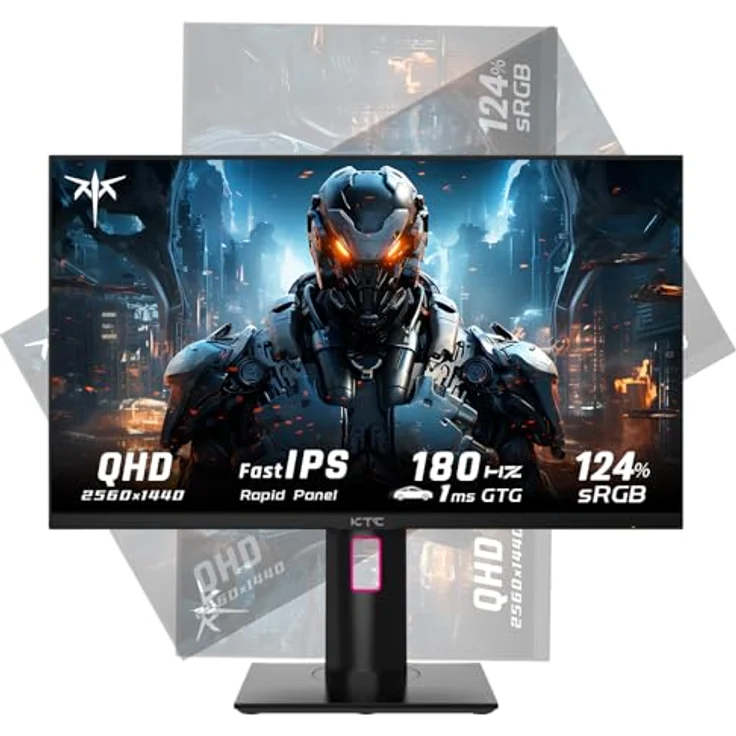 KTC Gaming Monitor H27T22, 27 Zoll 1440p 180Hz Fast IPS Monitor, 2K QHD 1ms GTG, FreeSync & G-Sync 124%sRGB HDR10, Vertikaler PC Bildschirm, HDMI/DP/USB, Schwarz – Bild 1