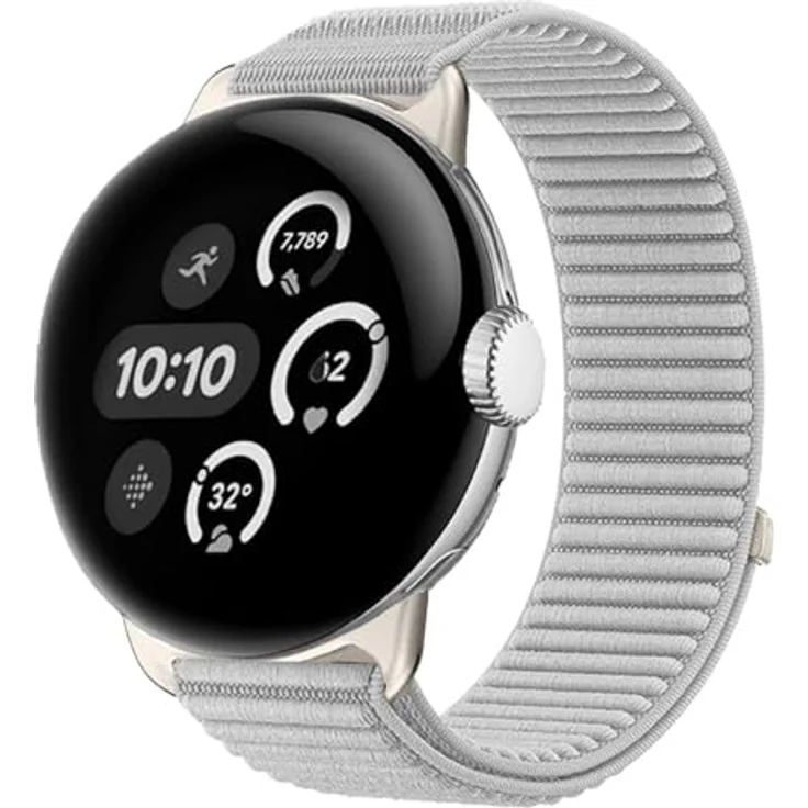 GIOPUEY Geflochtenes Nylon Armband für Google Pixel Watch 4/3/2/1 41mm, elastisches unisex Ersatzarmband - grau, leicht, atmungsaktiv, einfache Anpassung – Bild 1
