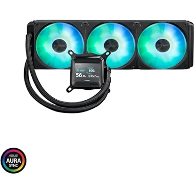 ASUS Prime LC ARGB LCD All-in-One-Flüssig-CPU-Wasserkühlung (2,3-Zoll-LCD-Bildschirm, Asetek-Pumpe, vorinstallierte Daisy-Chain-fähige ARGB Lüfter, für Intel LGA 1851, 1700, 1200, 115X, AMD AM5, AM4) - Wasserkühlung mit LCD-Bildschirm, Asetek-Pumpe und ARGB Lüftern, für Intel und AMD CPUs – Bild 2
