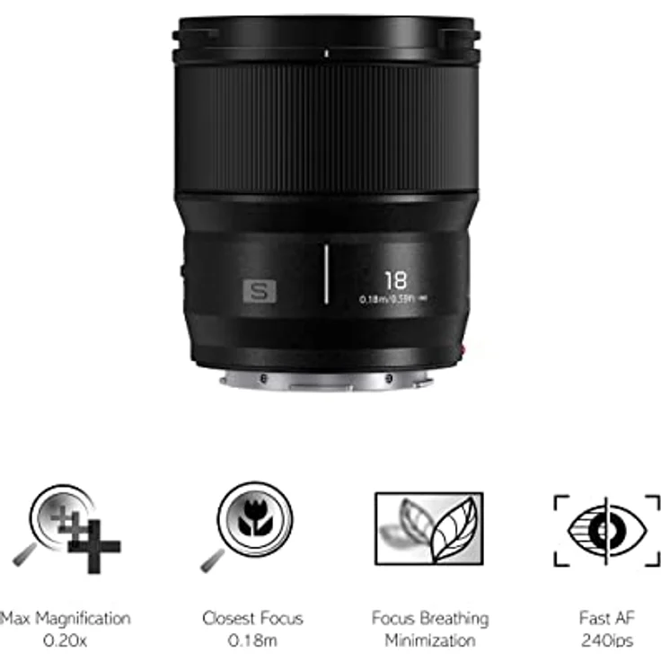 Panasonic Lumix S-S18E - lichtstarkes 18mm/F1.8 Weitwinkelobjektiv,kompakt und leicht,Staub-/Spritwasserschutz,Kälteresistent,für Foto Video, Schwarz - Preisvergleich – Bild 3