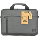 ISY INB 2156-1-GY Notebooktasche Umhängetasche aus recyceltem PET, Grau, mit gepolstertem Hauptfach und verstellbarem Schultergurt
