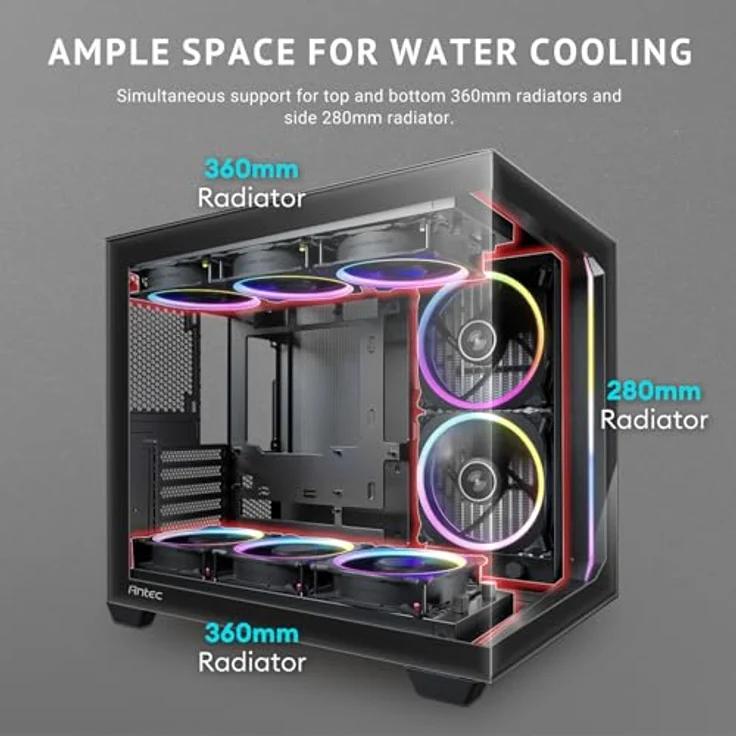 Antec Gamer C5 ARGB Midi Tower, schwarz Retail - Full-View-PC-Gehäuse mit Doppelkammer-Design und 7 vorinstallierten ARGB-PWM-Lüftern – Bild 5