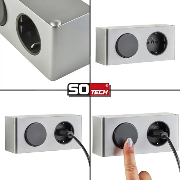 SOTECH Steckdose Powerbox mit Lichtschalter für 12V 10W LED-Beleuchtung, silbergrau – Bild 3