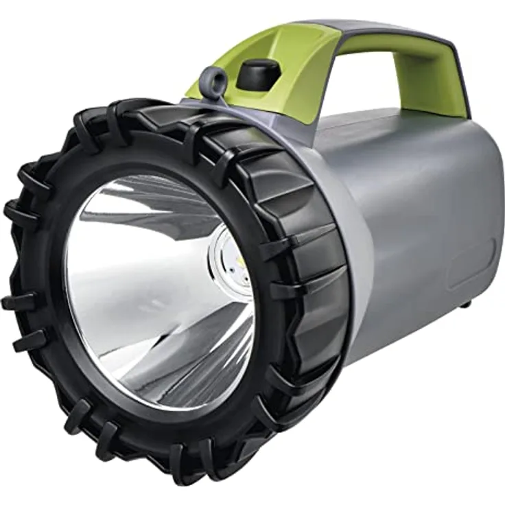 EMOS Aufladbarer LED Handscheinwerfer 750lm Helligkeit, 470m Leuchtweite, 3 Lichtmodi, Powerbank-Funktion, 4000 mAh Akkulampe inkl. Netzteil, Auto-Ladeadapter und Tragegurt, Leuchtdauer 30 St.