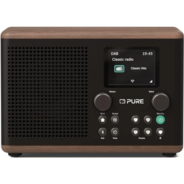 Pure Classic H4 Digitales Küchenradio (DAB+/FM, Bluetooth, USB, AUX, Küchentimer, Wecker), Coffee Black/Walnut – Bild 1