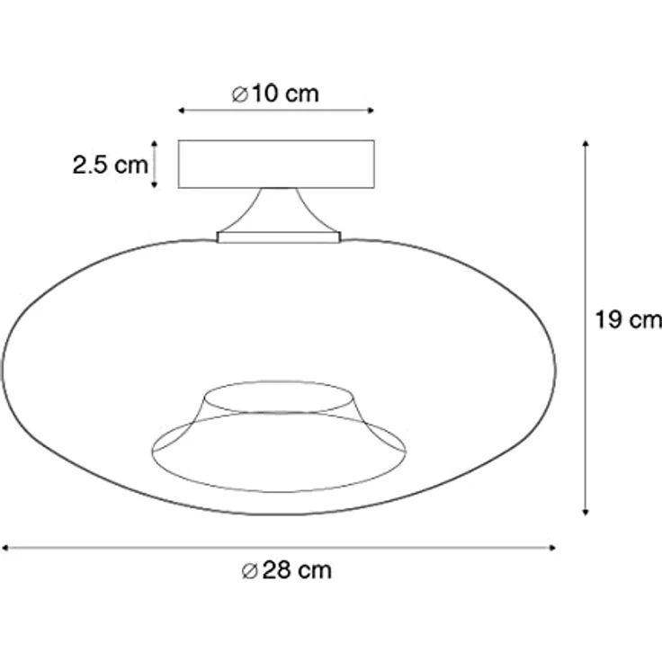 Qazqa - Art Deco Deckenleuchte Busa in Schwarz mit Rauchglas - LED geeignet E27 – Bild 4
