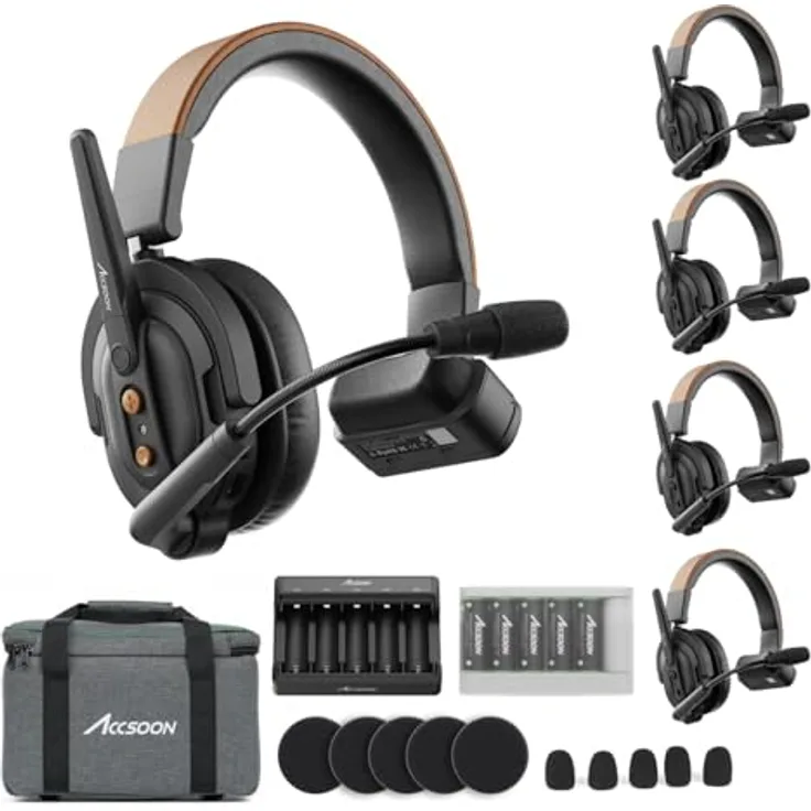 Accsoon Como SE 1H4R Kit (1 H + 4 R) - Wireless Headset System mit 400 Meter Reichweite - Ergonomisches Design