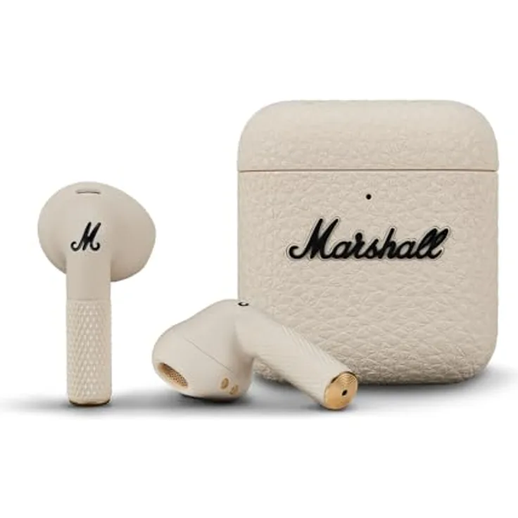 Marshall Minor IV In-Ear-Kopfhörer, True Wireless mit Sprachsteuerung und Bluetooth, über 30 Stunden Akkulaufzeit, wasserresistent, Lederstruktur