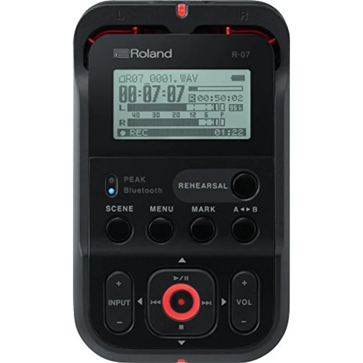 Roland R-07 Hochauflösender tragbarer Audiorecorder, schwarz – Bild 2