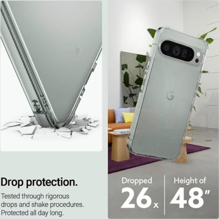 Caseology Capella für Google Pixel 9 / Google Pixel 9 Pro Hülle - Kristallklar, Seitengriffmuster, Ultra Clear, Militärqualität Sturzschutz – Bild 4