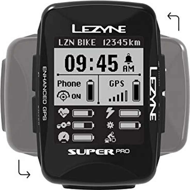 LEZYNE Super Pro GPS, Schwarz, Fahrradcomputer mit Hintergrundbeleuchtung und GPS- und Glonass-Satelliten-Datenerfassung
