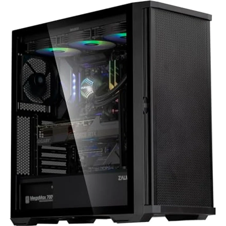 ZALMAN Z10 Midi Tower PC-Gehäuse, Schwarz, ATX/Mini-ATX/Mini-ITX, mit gehärtetem Glas, 3x 140mm Lüfter für Gaming – Bild 2