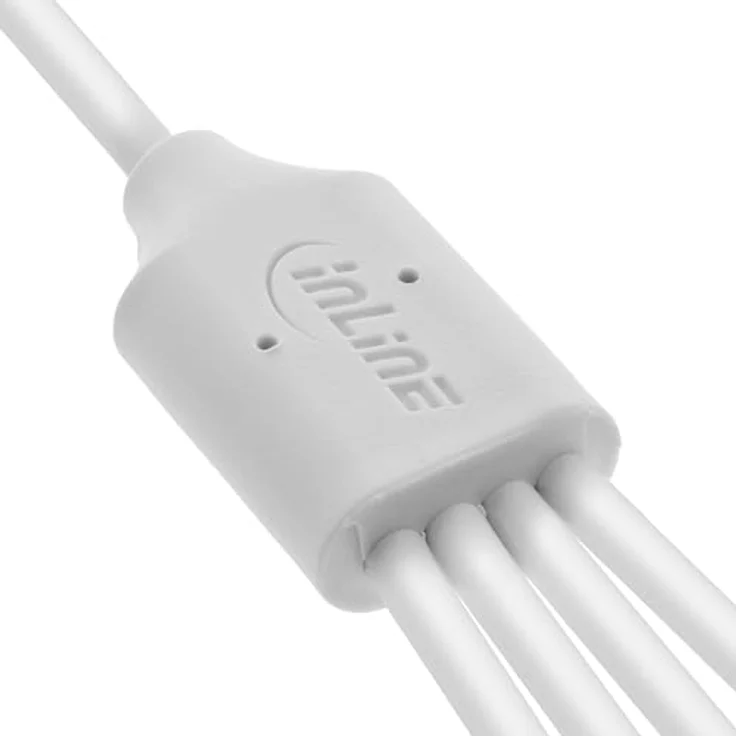 InLine® USB 4in1 Y-Ladekabel, 1x USB-A Stecker an 4x USB-C Stecker, bis zu 25W Ladeleistung, weiß, 0,5m – Bild 2