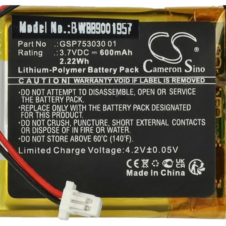 vhbw Akku kompatibel mit JBL Tune 600BTNC, 600 mAh, 3,7 V, Li-Polymer für Wireless Headset Kopfhörer – Bild 5
